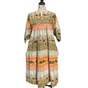 Vintage Krist Gudnason California, AOP Safari Dress‎ With Pockets, Size 10, EUC